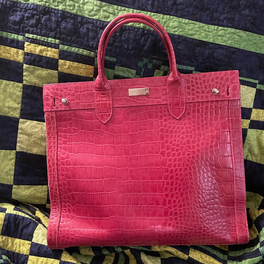 Auslini Red/Pink crocodile luxury leather Auslini handbag